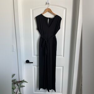 LOFT Black Vneck Wide Leg Jumpsuit